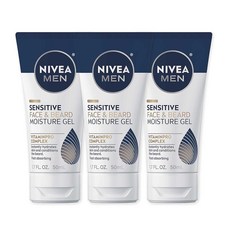 Nivea Men 민감한 얼굴 및 수염 모이스처 젤 남성용 부드러운 모이스처라이저 피부와 수염에 수분을 공급 50ml1.7온스 튜브 3개 팩 449746, 1개, 50ml