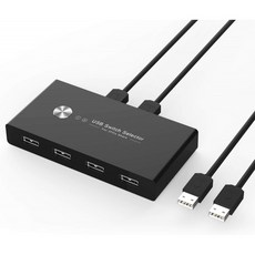 USB 스위치 셀렉터 2 대의 PC 공유를위한 KVM 스위처 4 개의 USB 장치 키보드 마우스 스캐너 프린터, 단일상품