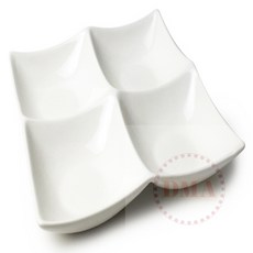 다모아추천상점 사각나눔접시 4구 간식접시, 1개