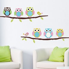 새로운 만화 어린이 방 침실 벽 장식 스티커를 그린 귀여운 올빼미 동물 벽 스티커|animal wall stickers|wall stickerdecorative stickers, 1개, 단일