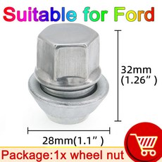 포드 C-Max 포커스 MK1 MK2 MK3 ST RS M12x1.5 용 합금 스틸 휠 너트 19mm 볼트 러그 스터드 타이어 너트 1 개, 01 1pc, 1개