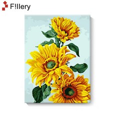 FiIIery 고급 시리즈 DIY캔버스페인팅 명화그리기 그림 유화 세트 30x40 - 유화 2개를 사시면 앞치마를 드립니다, 02-태양꽃