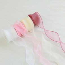 엘블랑꼬 오간자 리본 4color 9M 오간디 리본끈 청첩장 리본, 4색 세트