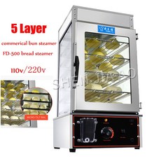 호빵찜기 FD-600 스테인레스 스틸 빵 증기선 서라운드 강화 유리 6 레이어 상업용 롤빵 제조기 110v/220v, 110V, CN, 1개