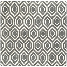 Chatham 시리즈 CHT731D 핸드 메이드 다크 그레이 및 아이보리 화이트 울 스퀘어 카펫 (5 '스퀘어) (5' Square Dark Grey／Ivory)