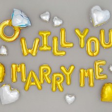 프로포즈 장식세트 [다이아몬드 Will You Marry Me 골드], 단품