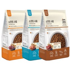 무마진 강아지 소프트사료 3kg (1kg x 3) 소고기와 황태 연어와 황태 오리고기와 황태 골고루 1개씩, 1개