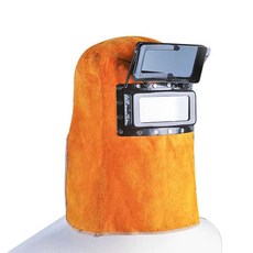 두건 용접면 헬멧 보호장비 눈보호 소가죽 용접마스크, 1개
