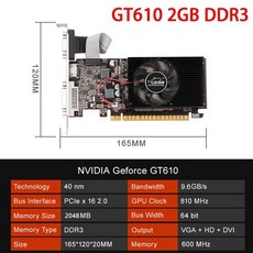 음소거 선 컴퓨터 그래픽 카드 호환 게임용 비디오, 2) GT610 2GB, 2. GT610 2GB, 1개