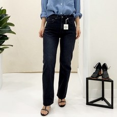 뉴 프렌치 콘 데님 블랙 중청 일자 슬림 핏 청바지