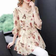 40대 50대중년여성의류 레이스 50대블라우스 중년여성 블라우스 여성 빅사이즈중년 중년여성옷 여름 지컷 빅사이즈 반팔