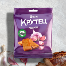 Сухарики Krutets из ржаного хлеба со вкусом чеснока, 80 г