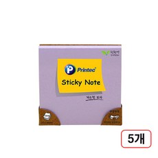 프린텍)스티키노트 파스텔(76x76mm/100매), 5개, 보라(7676V)