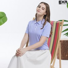 [EXR] 여성 솔리드 카라 티셔츠 멜란지바이올렛