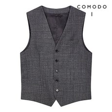COMODO SQUARE 코모도 목사 윈도우 체크 슬림핏 수트 베스트
