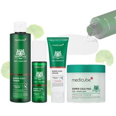 메디큐브 슈퍼 시카 수분진정 4종 SET / 패드 토너 앰플 크림, 1세트