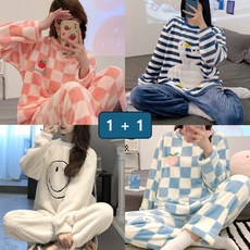 [바로모아] 1 + 1 고급형 극세사 상하의 수면잠옷세트 6컬러 잠옷세트