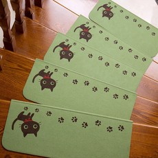 미끄럼방지 논슬립 계단매트, 고양이 그린, 5개