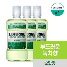 리스테린 내추럴 그린티 마일드 구강청결제, 750ml, 3개