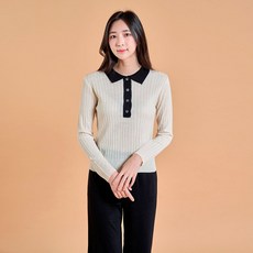 스테이미 버튼 카라 배색 니트