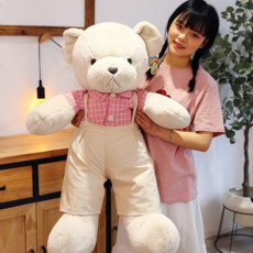대형 곰인형 몸통 쿠션 테디베어 동물 곰돌이 인형, 레드 멜빵