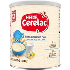 네슬레 Nestle Cerelac 우유가 함유된 밀 시리얼 399.7g 14.5온스 통 5팩 - 세레락