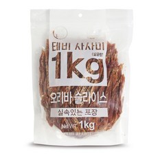 테비 사사미 1kg 대용량 강아지간식, 오리바 슬라이스, 1개 - 테비사사미