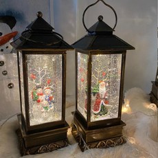제이컴퍼니 크리스마스 사각 랜턴 오르골 LED 자동눈날림 워터볼 무드등 차박 캠핑 조명, 눈사람-1971