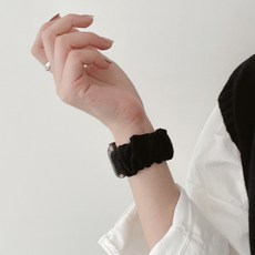 우먼스9999 애플워치 8 7 6 5 4 3 SE 호환 가능 스크런치 밴드 스트랩, 2. 코듀로이 블랙, 38/40/41mm