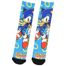 Sonic The Hedgehog Character Gold Rings Sublimated Crew Socks Mi 소닉 더 헤지혹 캐릭터 골드 링 승화 크루 양말 종아리 중간 부