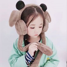 [위리빙플랜] 움직이는 토끼털 양털 귀마개 모자 방한 귀도리
