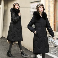 Makone여자 겨울 코트 롱 코트실컷 롱 자수 날씬해 보이는 백합 두꺼운 다운 패딩 여자 가을 겨울 패딩 외투 왕홍