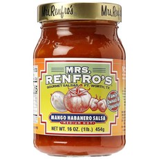 Mrs. Renfro Salsa Mango Habanero Medium Hot 16 oz 미세스 렌프로 살사 망고 하바네로 중간 매운맛 16온스, 453g, 1개