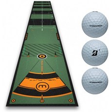 PlayBetter Wellputt 퍼팅 트레이닝 매트 (10 피트 녹색) 3 팩 브리지 스톤 투어 B XS 번들 (흰색) | 20