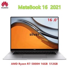 화웨이 MateBook 16 노트북 인치 25K 화면 AMD Ryzen R55600HR75800H 16GB DDR4 3200MHz 512GB PCIe Windows 10 Pro, 없음, 없음, 없음, 없음, 14.AMD R7 5800H silver  AU - r55600