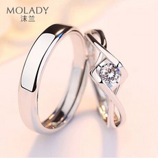 MOLADY 말 란 스 925 은 천사 키스 커플링 남녀 스타일 디자이너 클래식 실 버 반지 여자 남자 친구 에 게 칠석 발 렌 타인 데 이 선물 커 플 1 쌍 + 리본 박스