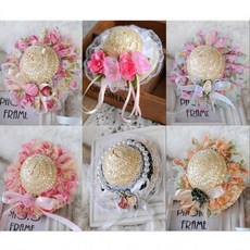 새 개 애완 동물 모자 개 짚 머리핀 고양이 모자 소녀 결혼식 직경 12CM 6 색 도매 소매, Pale Pink^+0