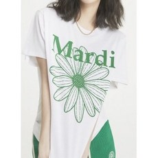 (국내정품) 마르디메크르디 반팔 티셔츠 그린 TSHIRT FLOWERMARDI WHITE GREEN 상품 이미지