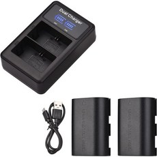 카메라 배터리 충전기 휴대용 디카 충전어댑터 캠코더 Andoer LP-E6/ E6N 키트 2pcs 7.4V 2650mAh LED2-LPE6 듀얼 채널 USB 포트 LCD 화면