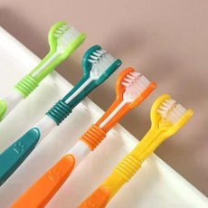 강아지 치석제거기 애견 애완동물 구취 이빨 브러시 양치 케어 대형견 스케일링, Yellow, 1개