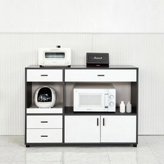 전자렌지수납장 렌지대 주방수납장 1200 밥솥장, 그레이(블랙)