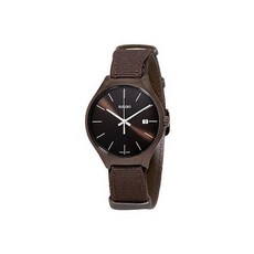 Rado True Brown Fabric Strap Brown Dial Date Ceramic Quartz Mens Watch R27234306