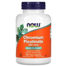 나우푸드 크로뮴 피콜린산 크롬 250mcg 200정 Chromium 크로미움, 1개