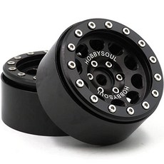 2pcs RC 1/10 Aluminium 1.9'' Beadlock Wheels Rims Hex 12mm Black Fit for 1:10 RC Rock Crawler Mud 1., 단일상품