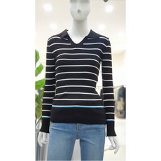 W몰 나이스크랍 스트라이프 카라넥 골지니트 A203PWK803