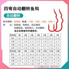 거꾸리 낚시바늘 헛챔질없는 붕어 자동 무미늘 벌크 유미늘 굽힘방지 바늘 플립, H. 8호, I. 레드 4중 후크 36개 - 거꾸리