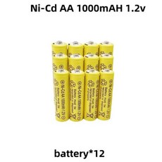 100 충전식 알카라인 배터리 NI-MH 1.5 V 배터리 시계 마우스 컴퓨터 장난감 1.2V AA1000 mAh, 12 12pcs, 한개옵션1