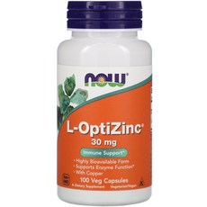Now Foods L-OptiZinc 30 mg 100 식물성 캡슐, 1개