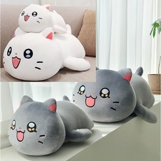 KC인증 냐한 남자 춘배 영철이 라잉 고양이 인형 25cm 50cm 바디 필로우 모찌 중형 대형, 춘배(화이트) 25cm