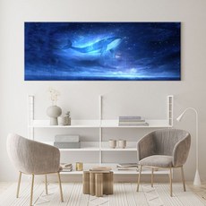 [인메이블] 고래 그림 인테리어 액자 돈들어오는 돌고래 바다 풍수지리 사진, 13.밤하늘 고래, 소형[106X40cm], 캔버스 액자